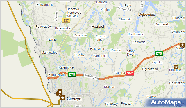 mapa Zamarski, Zamarski na mapie Targeo