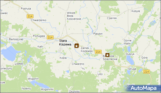 mapa Zamek Kiszewski, Zamek Kiszewski na mapie Targeo