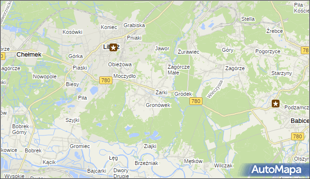 mapa Żarki gmina Libiąż, Żarki gmina Libiąż na mapie Targeo