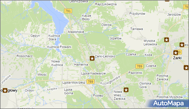 mapa Żarki-Letnisko, Żarki-Letnisko na mapie Targeo