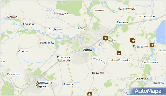 mapa Żarów powiat świdnicki, Żarów powiat świdnicki na mapie Targeo