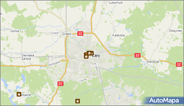 mapa Żary, Żary na mapie Targeo