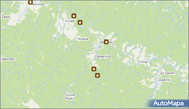 mapa Zatwarnica, Zatwarnica na mapie Targeo
