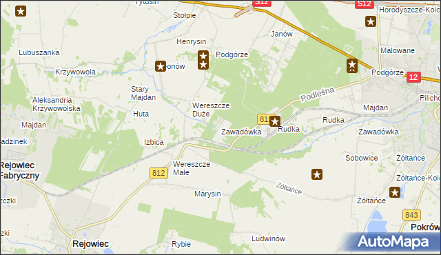 mapa Zawadówka gmina Rejowiec, Zawadówka gmina Rejowiec na mapie Targeo