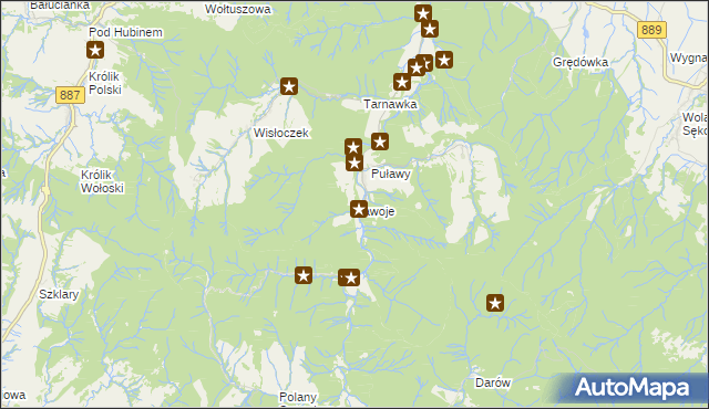 mapa Zawoje, Zawoje na mapie Targeo