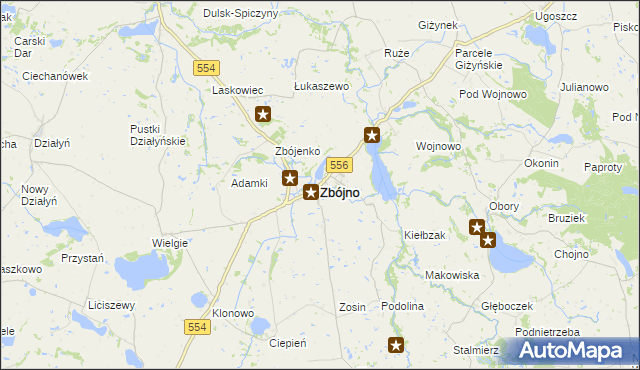 mapa Zbójno powiat golubsko-dobrzyński, Zbójno powiat golubsko-dobrzyński na mapie Targeo