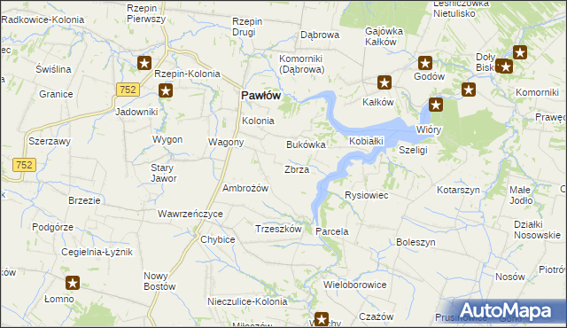 mapa Zbrza gmina Pawłów, Zbrza gmina Pawłów na mapie Targeo