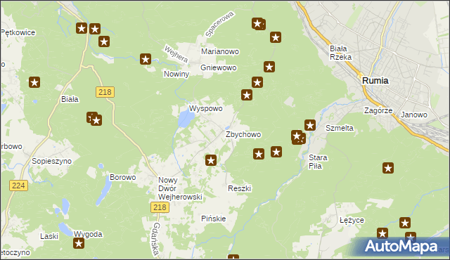 mapa Zbychowo, Zbychowo na mapie Targeo