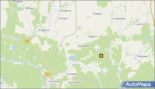 mapa Zbyszewo gmina Kobylnica, Zbyszewo gmina Kobylnica na mapie Targeo