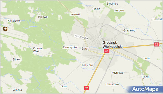 mapa Zdrój gmina Grodzisk Wielkopolski, Zdrój gmina Grodzisk Wielkopolski na mapie Targeo