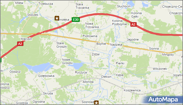 mapa Żdżar gmina Kotuń, Żdżar gmina Kotuń na mapie Targeo