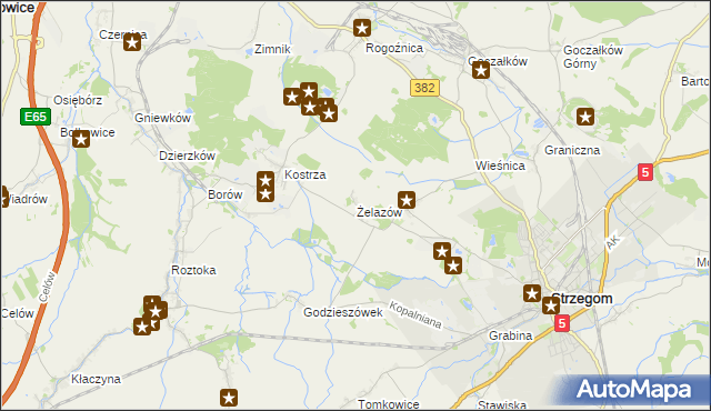 mapa Żelazów gmina Strzegom, Żelazów gmina Strzegom na mapie Targeo