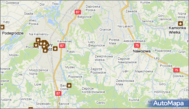 mapa Żeleźnikowa Wielka, Żeleźnikowa Wielka na mapie Targeo