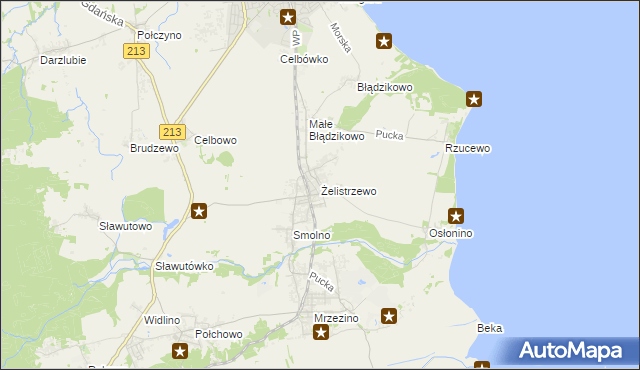 mapa Żelistrzewo, Żelistrzewo na mapie Targeo