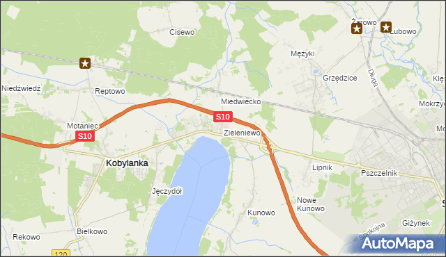 mapa Zieleniewo gmina Kobylanka, Zieleniewo gmina Kobylanka na mapie Targeo