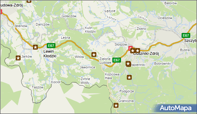 mapa Zielone Ludowe, Zielone Ludowe na mapie Targeo