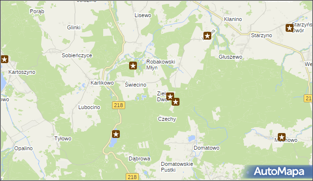 mapa Zielony Dwór gmina Krokowa, Zielony Dwór gmina Krokowa na mapie Targeo