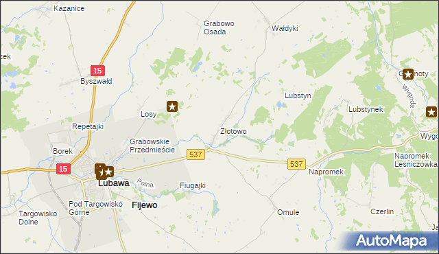 mapa Złotowo gmina Lubawa, Złotowo gmina Lubawa na mapie Targeo