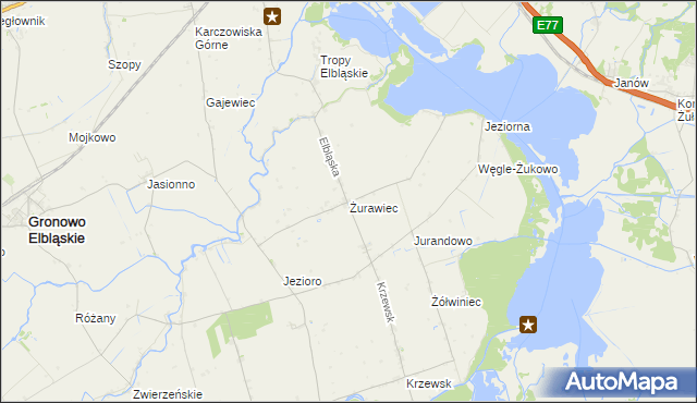 mapa Żurawiec gmina Markusy, Żurawiec gmina Markusy na mapie Targeo