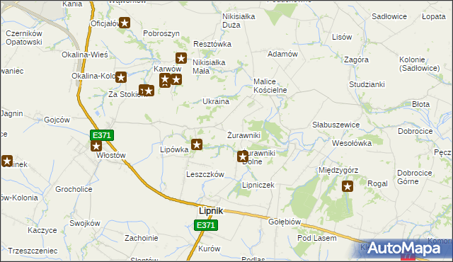 mapa Żurawniki gmina Lipnik, Żurawniki gmina Lipnik na mapie Targeo