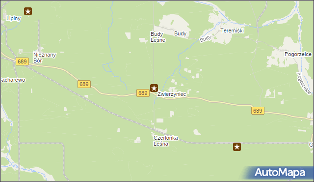 mapa Zwierzyniec gmina Białowieża, Zwierzyniec gmina Białowieża na mapie Targeo