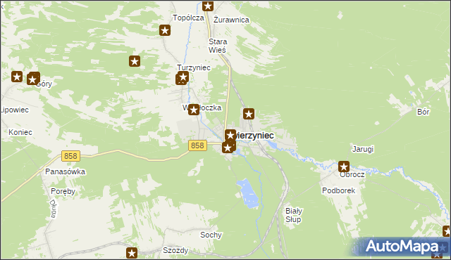 mapa Zwierzyniec powiat zamojski, Zwierzyniec powiat zamojski na mapie Targeo