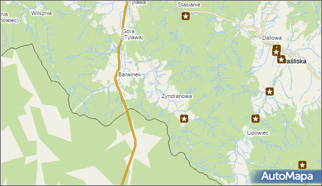 mapa Zyndranowa, Zyndranowa na mapie Targeo