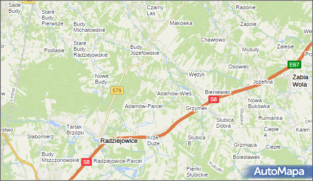 mapa Adamów-Wieś, Adamów-Wieś na mapie Targeo