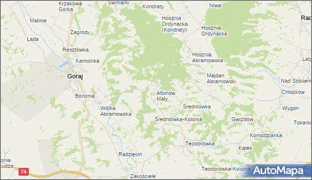 mapa Albinów Mały, Albinów Mały na mapie Targeo