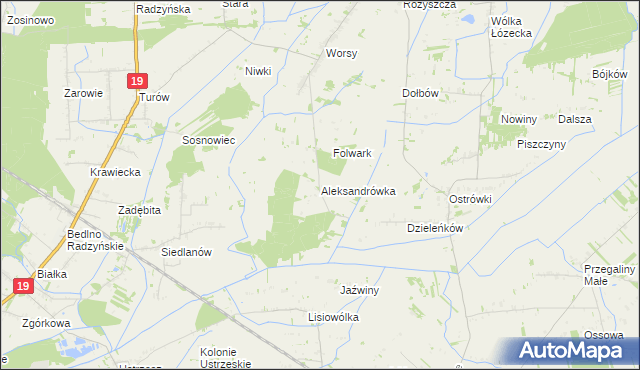 mapa Aleksandrówka gmina Drelów, Aleksandrówka gmina Drelów na mapie Targeo