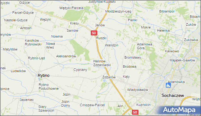 mapa Antoniew gmina Sochaczew, Antoniew gmina Sochaczew na mapie Targeo