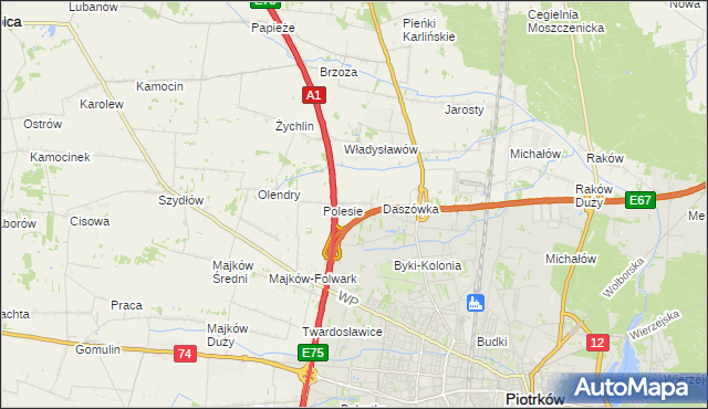 mapa Bąkowiec gmina Grabica, Bąkowiec gmina Grabica na mapie Targeo