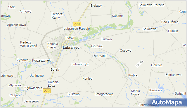 mapa Biernatki gmina Lubraniec, Biernatki gmina Lubraniec na mapie Targeo