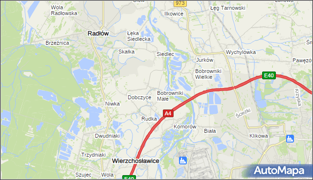 mapa Bobrowniki Małe, Bobrowniki Małe na mapie Targeo