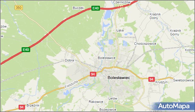 mapa Bolesławice gmina Bolesławiec, Bolesławice gmina Bolesławiec na mapie Targeo