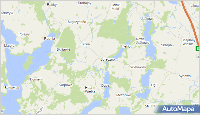 mapa Boreczno, Boreczno na mapie Targeo