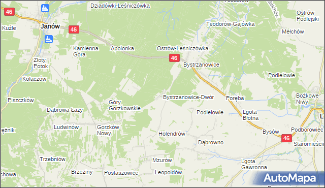 mapa Bystrzanowice-Dwór, Bystrzanowice-Dwór na mapie Targeo