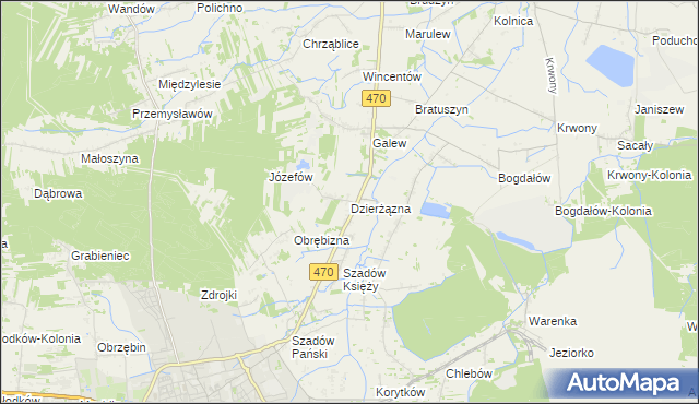 mapa Dzierżązna gmina Turek, Dzierżązna gmina Turek na mapie Targeo