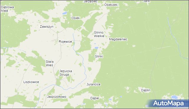 mapa Glinki gmina Rojewo, Glinki gmina Rojewo na mapie Targeo