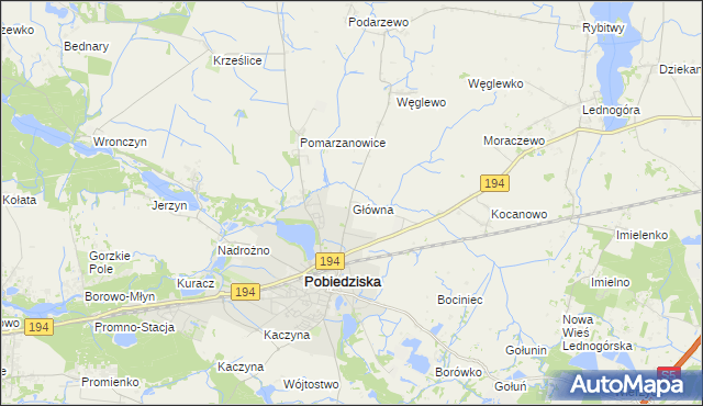 mapa Główna gmina Pobiedziska, Główna gmina Pobiedziska na mapie Targeo