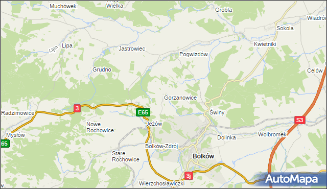 mapa Gorzanowice, Gorzanowice na mapie Targeo