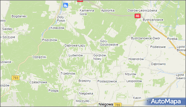 mapa Gorzków Nowy, Gorzków Nowy na mapie Targeo