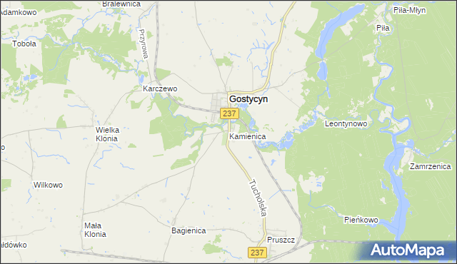 mapa Kamienica gmina Gostycyn, Kamienica gmina Gostycyn na mapie Targeo