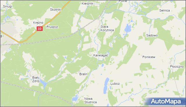 mapa Karwiagać, Karwiagać na mapie Targeo