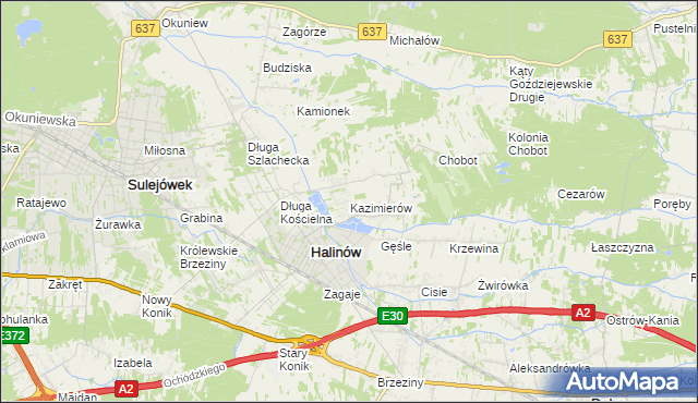 mapa Kazimierów gmina Halinów, Kazimierów gmina Halinów na mapie Targeo