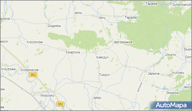 mapa Kiełczyn gmina Dzierżoniów, Kiełczyn gmina Dzierżoniów na mapie Targeo