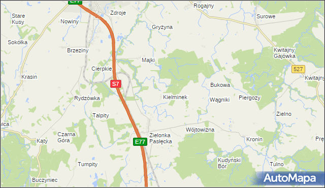 mapa Kielminek, Kielminek na mapie Targeo