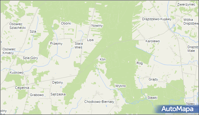 mapa Klin gmina Krasnosielc, Klin gmina Krasnosielc na mapie Targeo