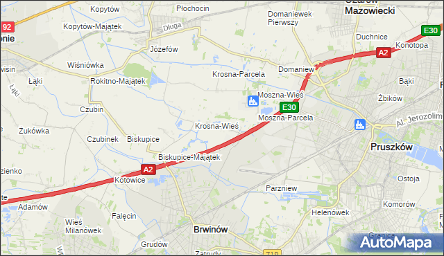 mapa Koszajec gmina Brwinów, Koszajec gmina Brwinów na mapie Targeo