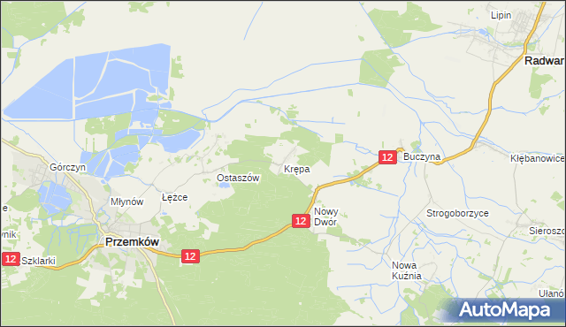 mapa Krępa gmina Przemków, Krępa gmina Przemków na mapie Targeo